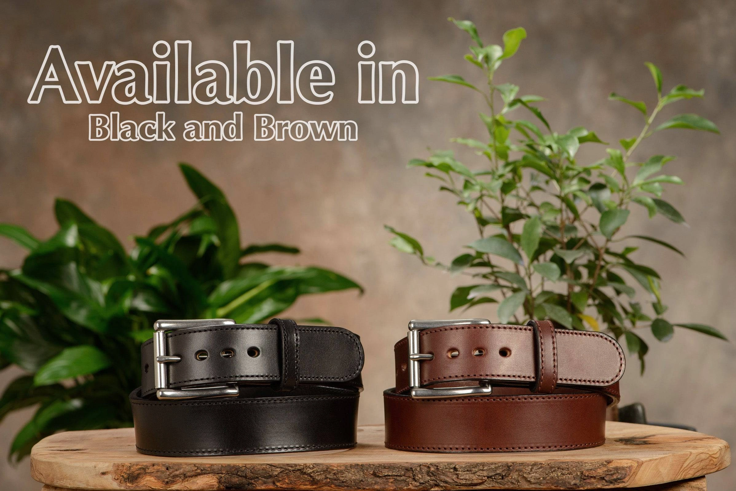 The Eastwood: Men's Black Stitched Leather Belt Max Thick 1.75" Extra Wide