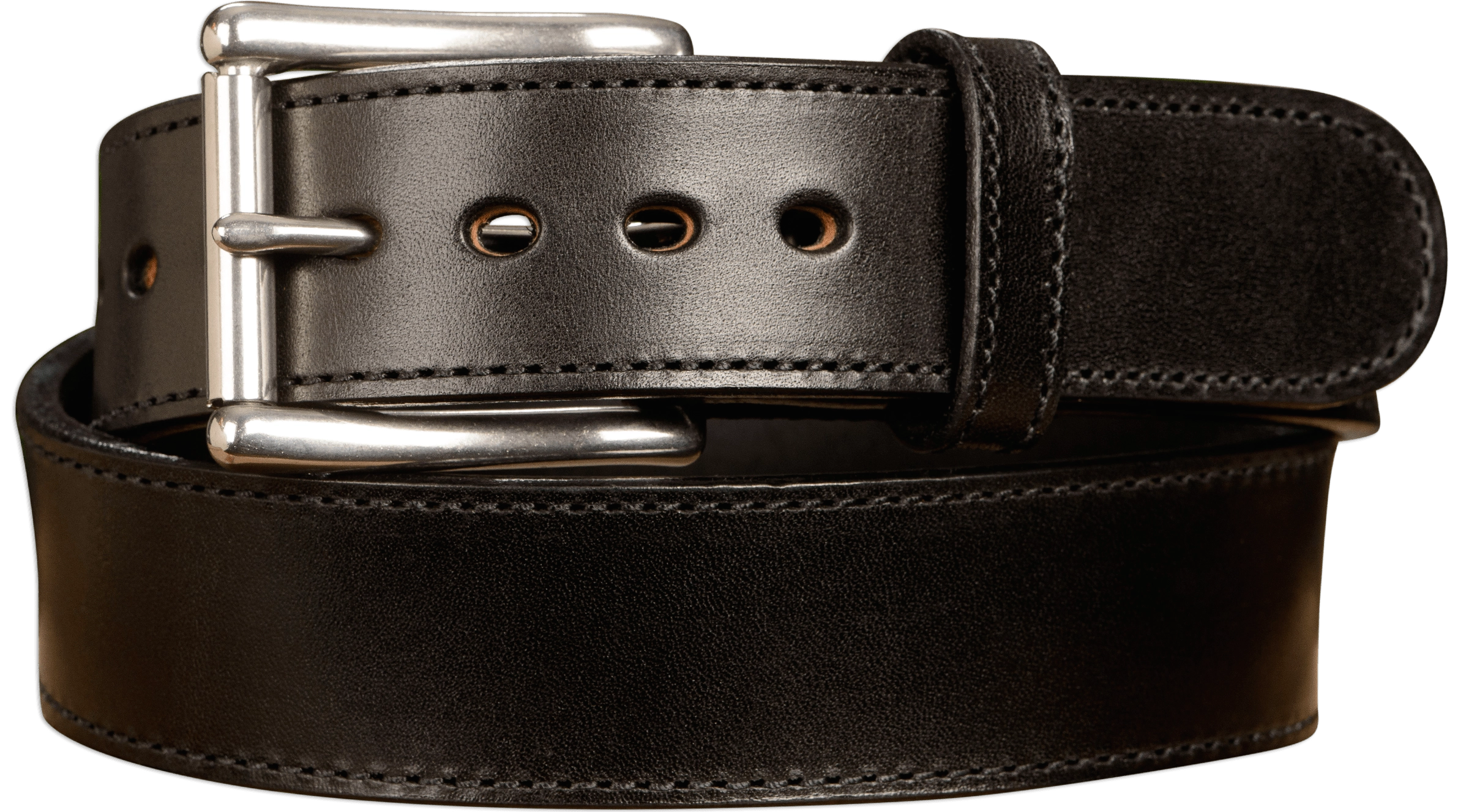 The Eastwood: Men's Black Stitched Leather Belt Max Thick 1.75" Extra Wide