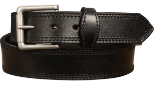 The Maverick: Men's Black Double Stitched Leather Belt 1.50"