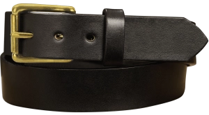 The Maverick: Men's Black Non Stitched Leather Belt With Brass 1.50"