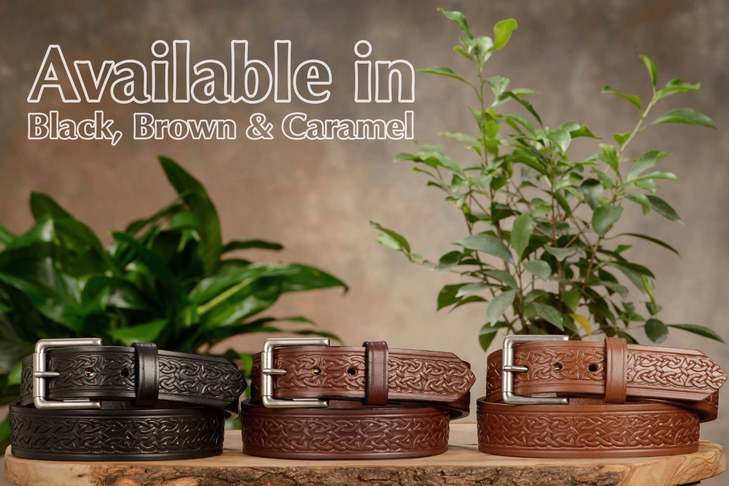 The Maverick: Men's Brown Celtic Leather Belt 1.50"
