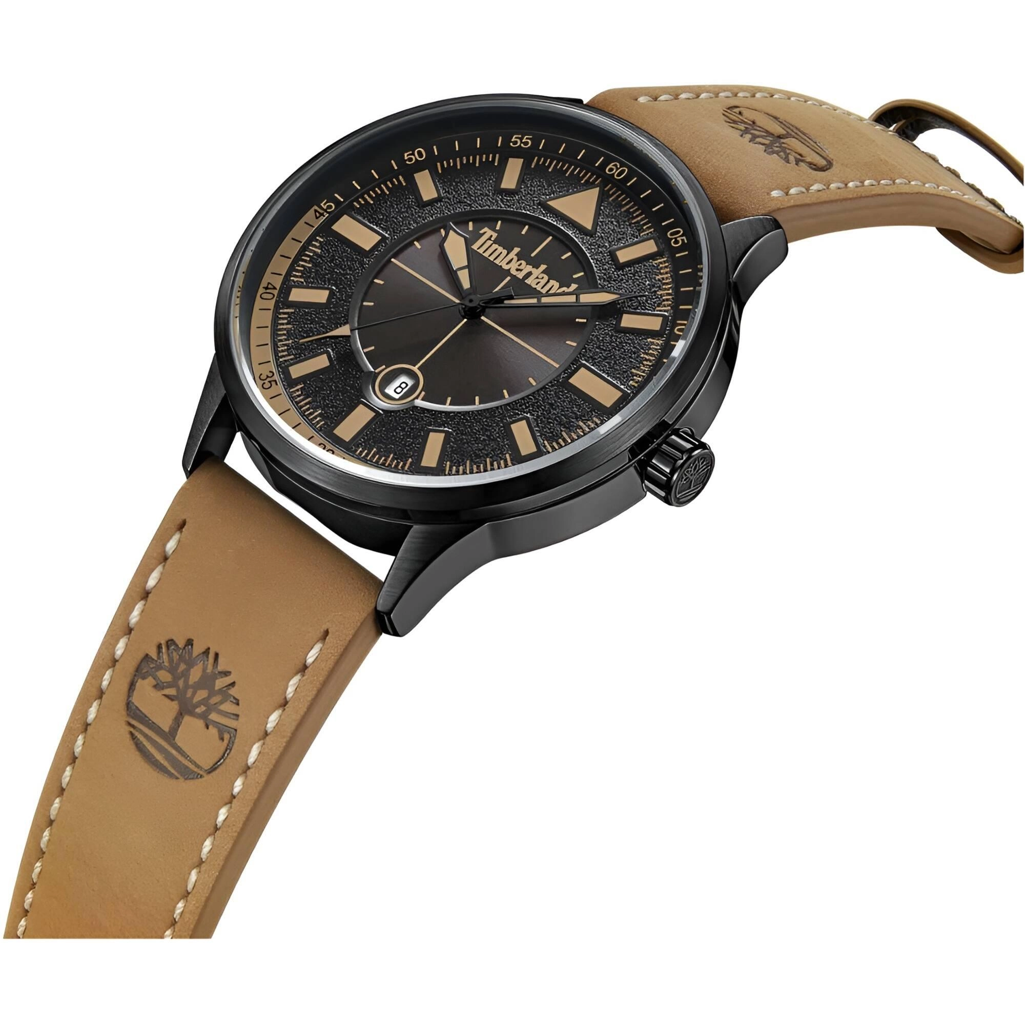 Timberland Men's Watch - Classic Black Dial Tan Leather Strap Date | TDWGB2181503