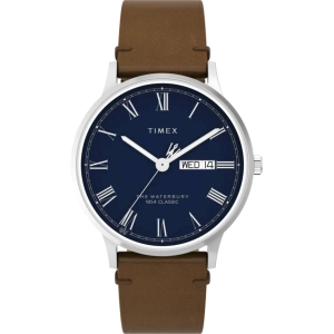 Timex Men's Watch - Waterbury Classic Blue Dial Brown Leather Strap | TW2W14900VQ