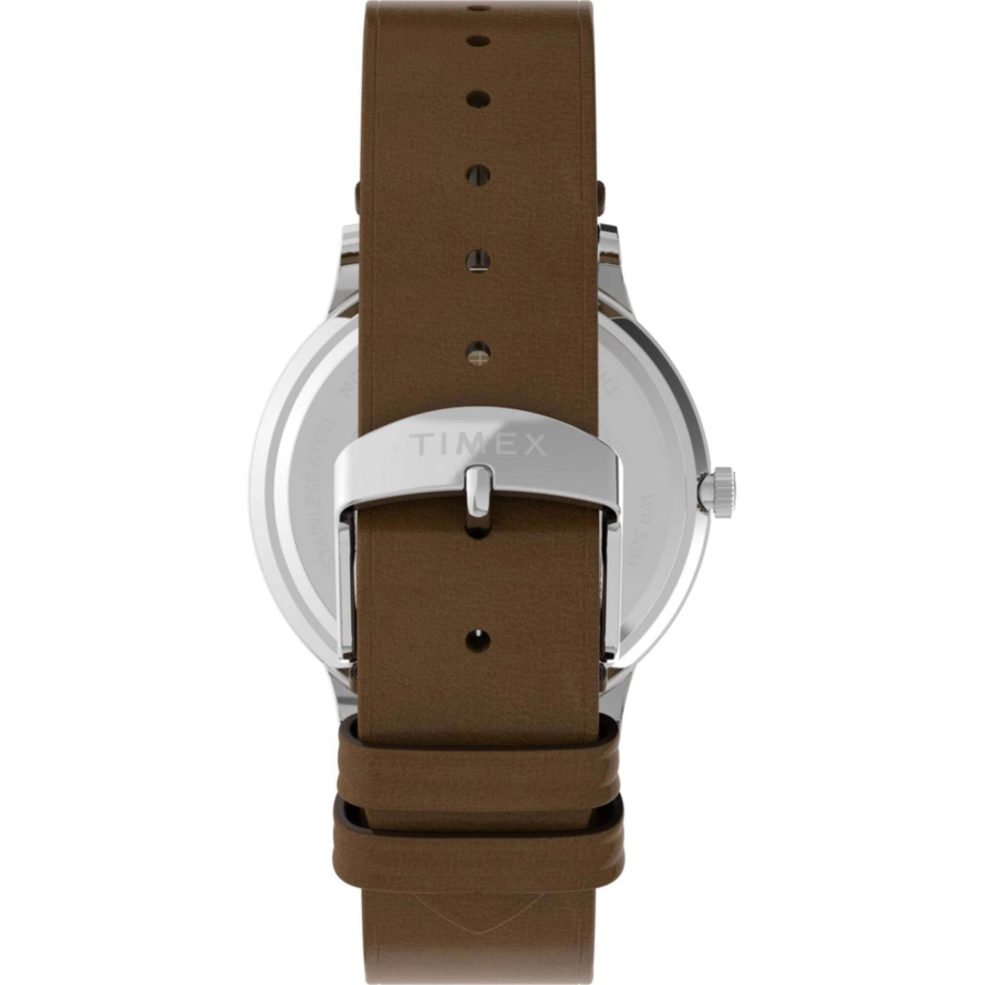 Timex Men's Watch - Waterbury Classic Blue Dial Brown Leather Strap | TW2W14900VQ