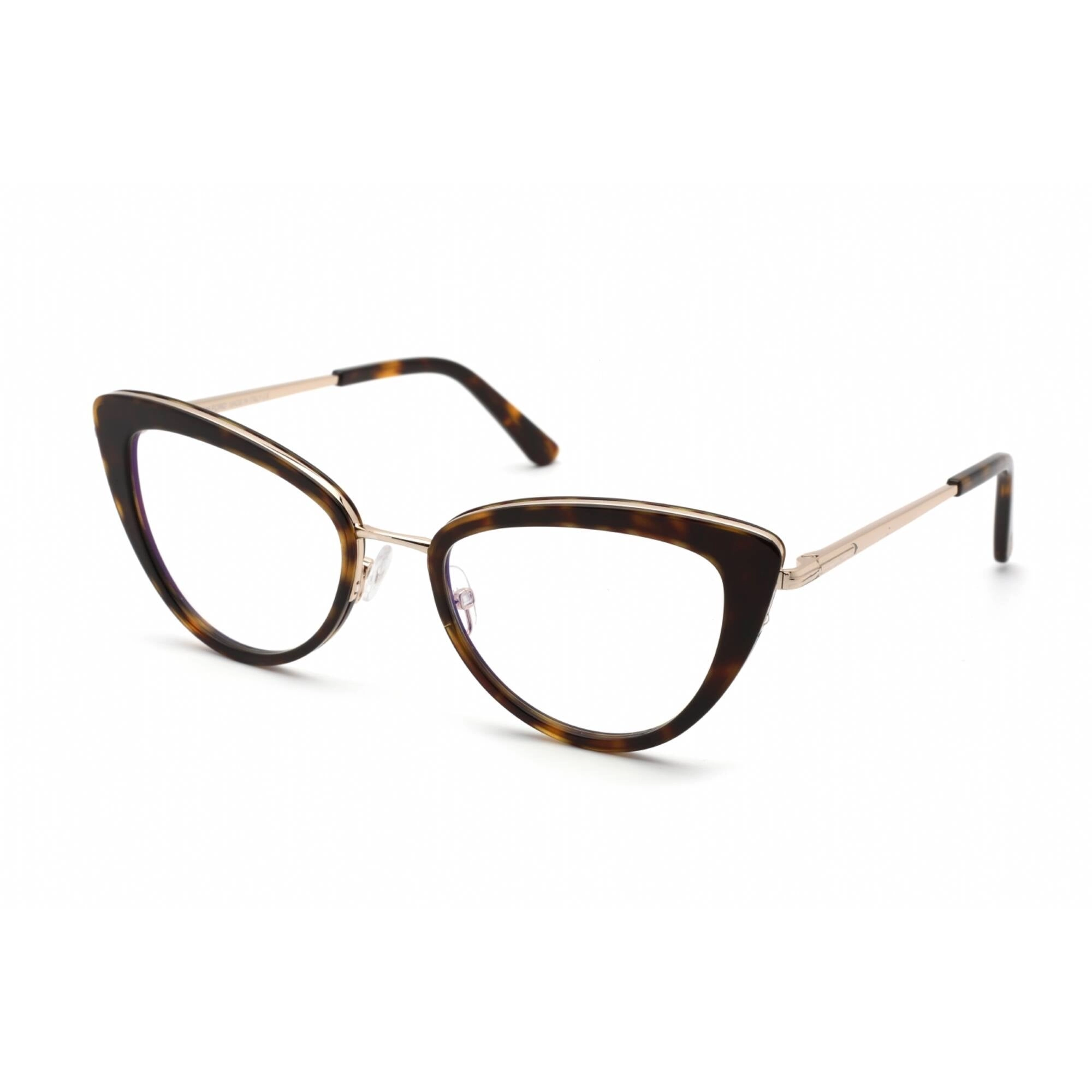 Tom Ford Women's Eyeglasses - Havana Plastic Cat Eye Full Rim Frame | FT5580-B 052