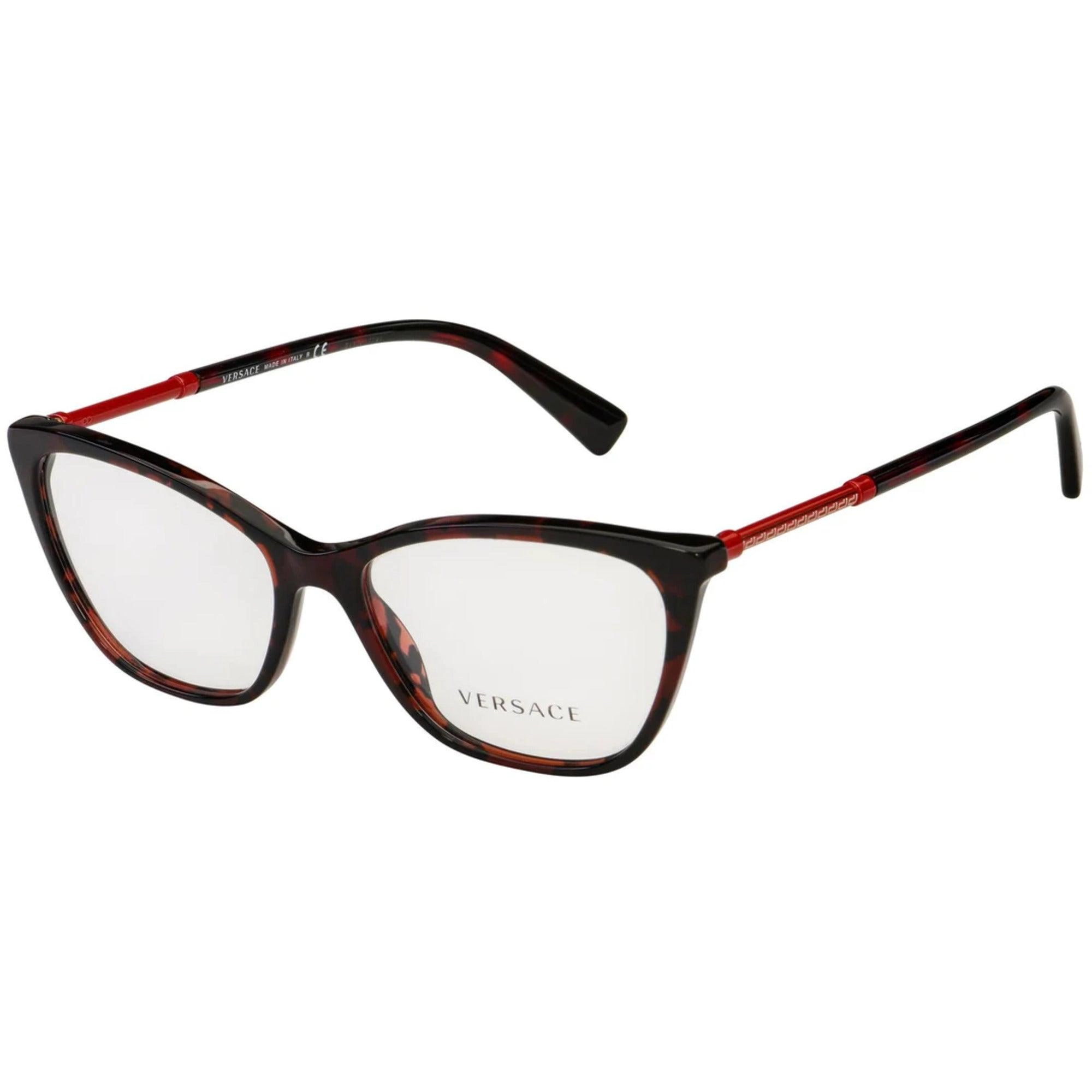 Versace Women's Eyeglasses - Full Rim Red Havana Cat Eye Frame | VERSACE 0VE3248 989