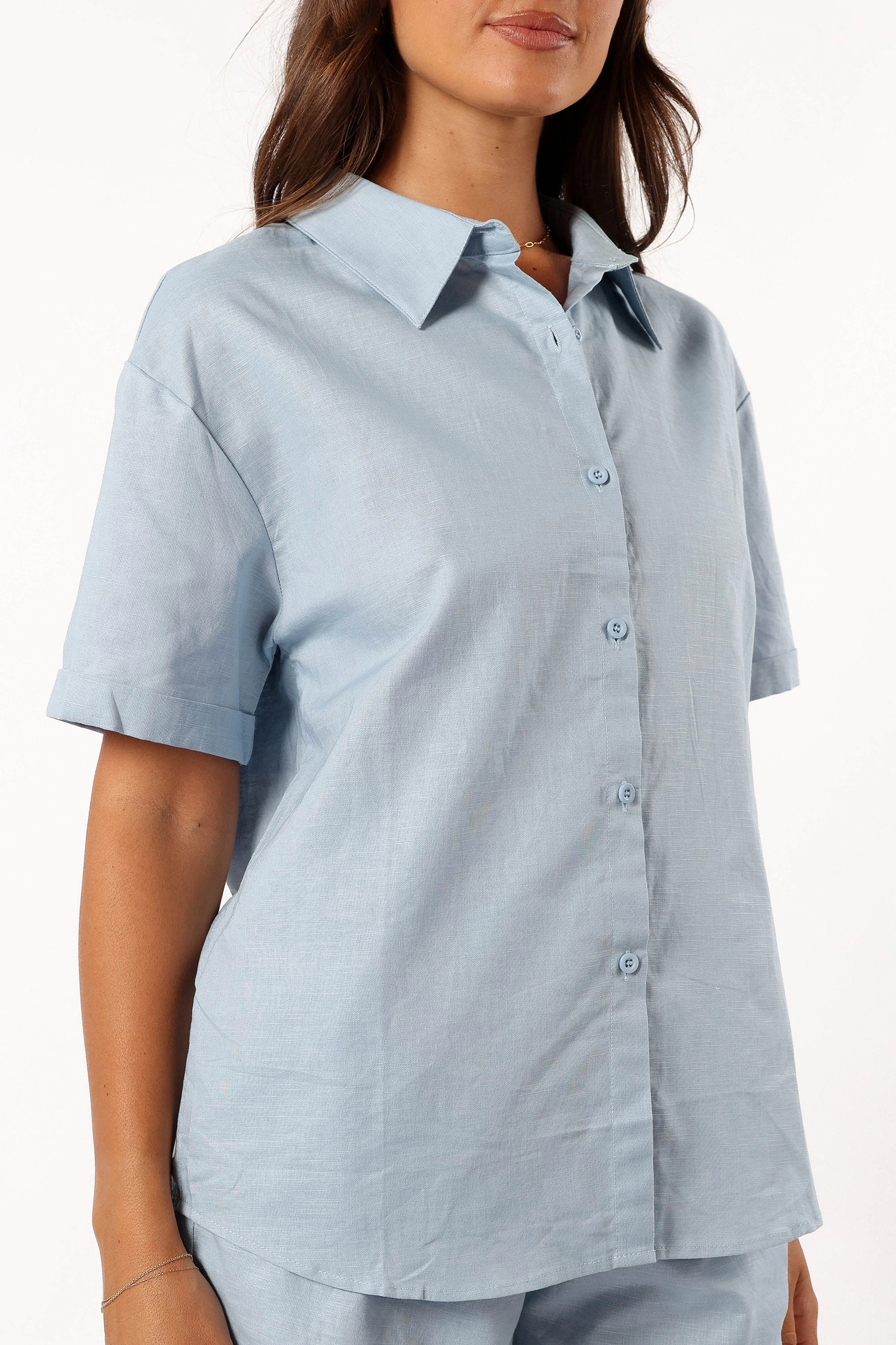 Yuma Button Down Top - Blue